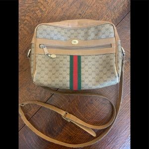 Vintage Gucci Web Messenger Crossbody Bag